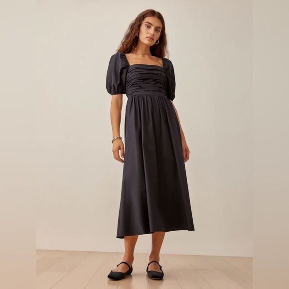 Reformation Rachelle Dress in black cotton - Picture 2 of 10